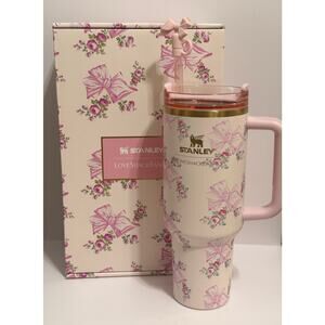 Stanley LoveShackFancy Flowstate Quencher 40 Oz Pink Mink - NEW